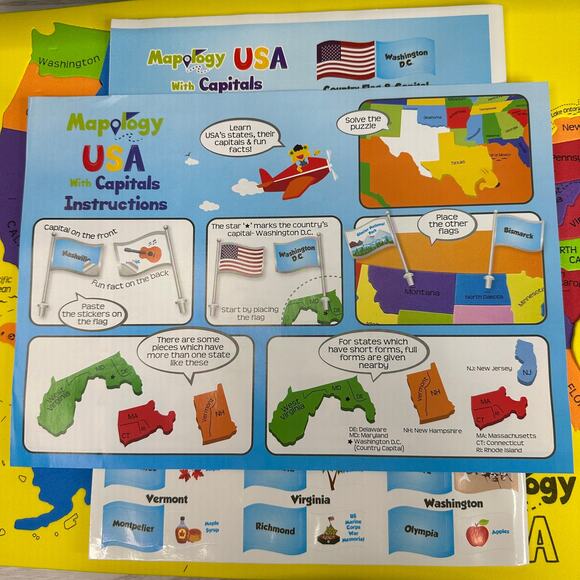 Imagimake Mapology World & USA Puzzle Set Flags Capitals Foam Frames Educational - Picture 10 of 13